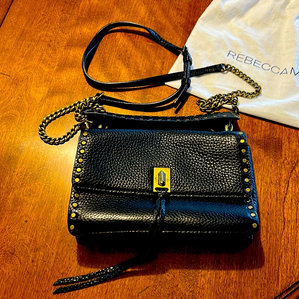 Rebecca Minkoff Black Pebble Leather Shoulder Crossbody Clutch